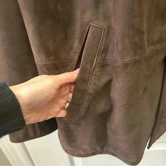 Vintage 90s Men’s Brown Suede Leather Jacket Oversized Size Large - Picture 9 of 15